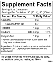 Alternative view of Butyrate (Sodium) - 100 capsules (600mg)