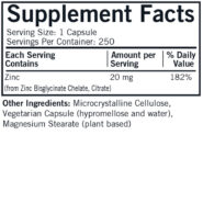 Alternative view of Zinc 20 mg Capsules - Bio-Max Series - Hypo 250 ct