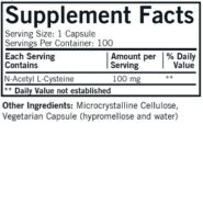 Alternative view of N-Acetyl Cysteine 100 mg Capsules - Hypo 100 ct