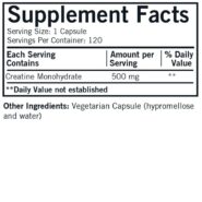 Alternative view of Creatine 500 mg Capsules - Hypo 120 ct