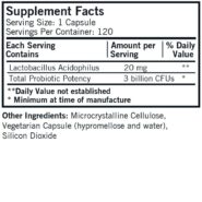 Alternative view of Lactobacillus Acidophilus Capsules - Hypo 120 ct