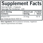 Alternative view of Vitamin D-3 400 IU Capsules - Hypo 120 ct