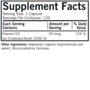 Alternative view of Vitamin D-3 1000 IU Capsules - Hypo 120 ct