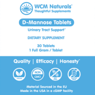 Alternative view of D-Mannose Tablets: 30 tablets. 1 full gram / tablet