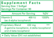 Alternative view of Unique E Tocopherols 90 softgels