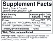 Alternative view of TMG 175 mg with 5-MTHF & B12 - Hypoallergenic - 200 capsules