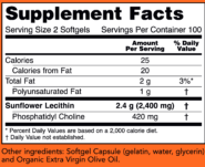 Alternative view of Sunflower Lecithin 1200 mg 200 softgels