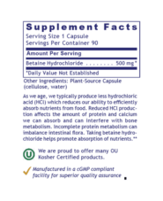 Alternative view of HCL, Premier - 90 capsules