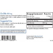 Ox Bile 500mg - 100 capsules - Image 2