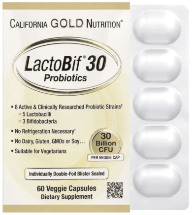 California Gold Nutrition, LactoBif 30 Probiotics, 30 Billion CFU, 60 Veggie Capsules