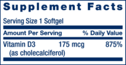 Alternative view of Vitamin D3 175 mcg - 60 softgels