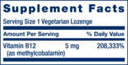 Alternative view of Vitamin B12 Methylcobalamin 5mg - 60 lozenges
