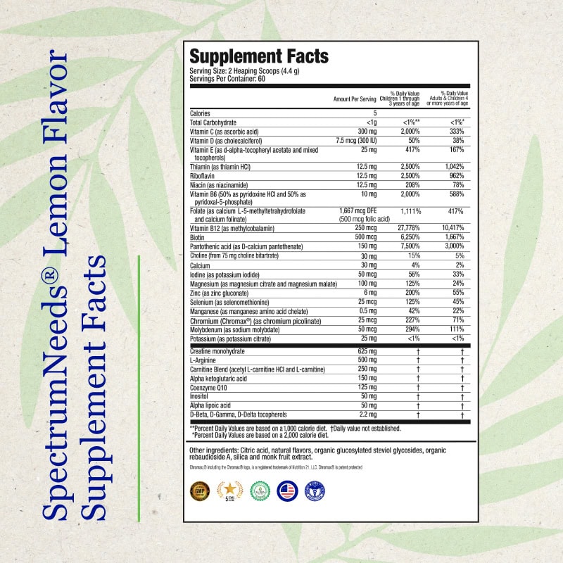SpectrumNeeds (Lemon Flavor) - 9.3oz (264 grams) - Image 2