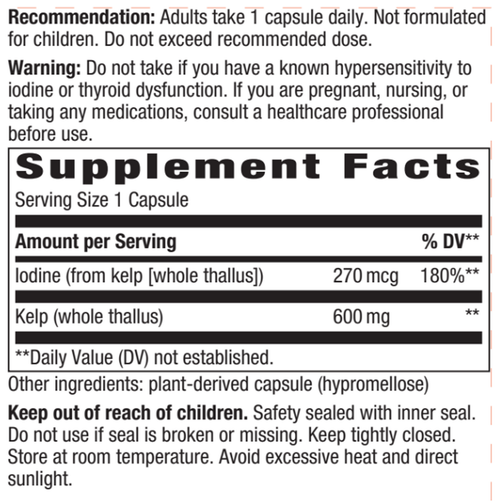 Kelp 600mg - 100 capsules - Image 2