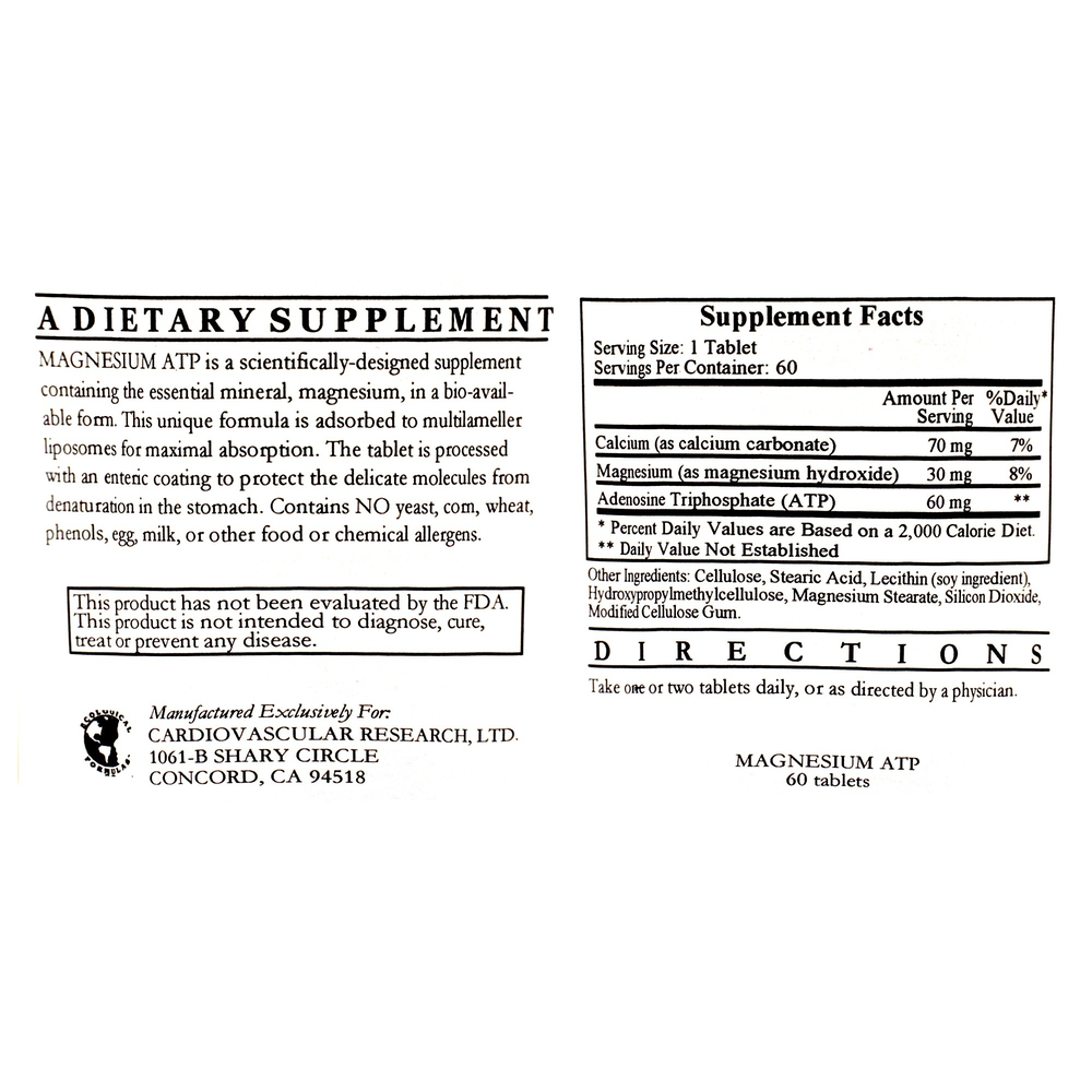 Liposomal Magnesium ATP (Mg30mg ATP60mg) - 60 tablets - Image 3