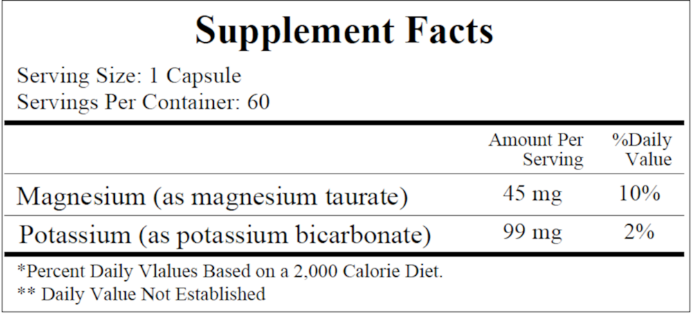 Potassium-Magnesium Taurate (Mg 45 mg/K 99 mg) - 60 capsules - Image 3