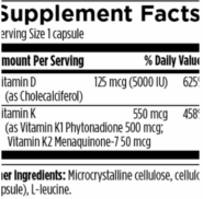 Alternative view of Vitamin D3 + K (5000 IU) - 60 capsules