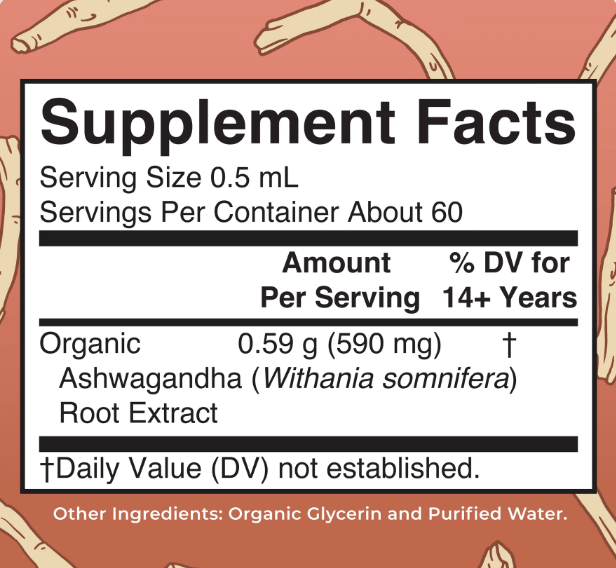 Organic Ashwagandha Root Liquid Drops - 1oz - Image 2