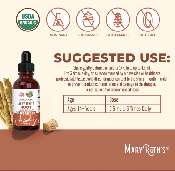 Organic Ashwagandha Root Liquid Drops - 1oz - Image 3