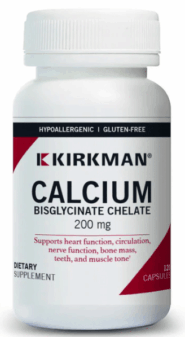 Calcium Bisglycinate Chelate 200 mg (without Vitamin D-3) - Hypoallergenic - 120 capsules