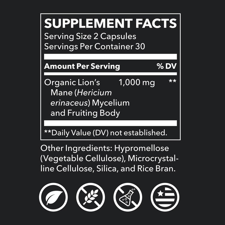 Lion’s Mane Mushroom (1000mg) - 60 capsules - Image 2