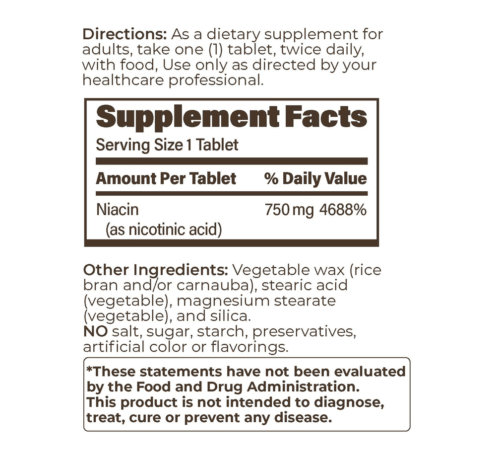 Extended Release ENDUR-ACIN® Wax Matrix Niacin (Nicotinic Acid) 750mg - 60 tablets - Image 2