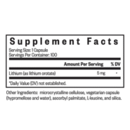 Alternative view of Lithium Orotate (5mg) - 100 Vegetarian Capsules